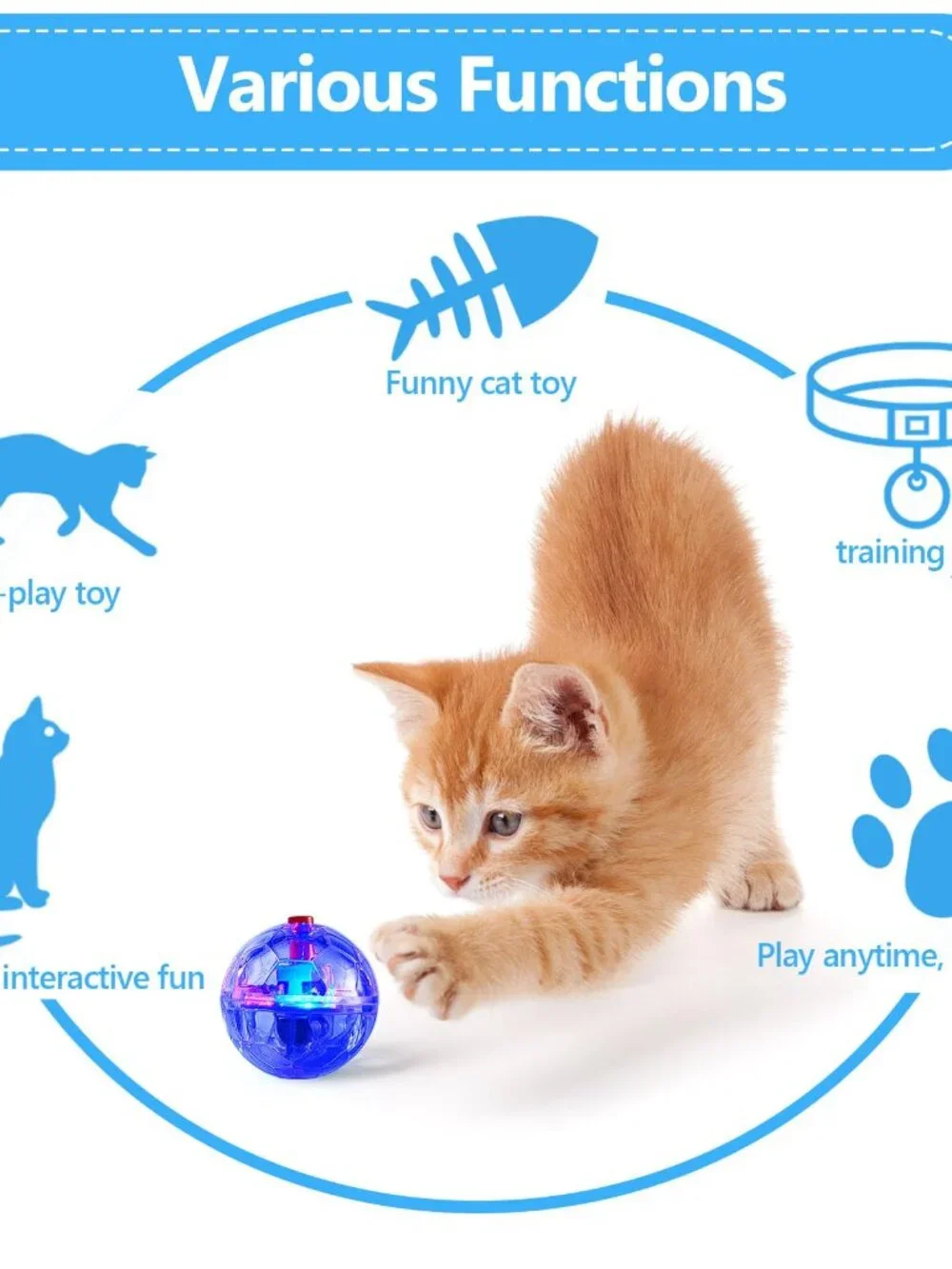 Frienda 4 Pieces Ghost Hunting Cat Ball Motion Light up Cat Balls LED Motion Act